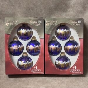 Vintage set of 2 boxes Christmas by Krebs Glass Made in USA Ornaments